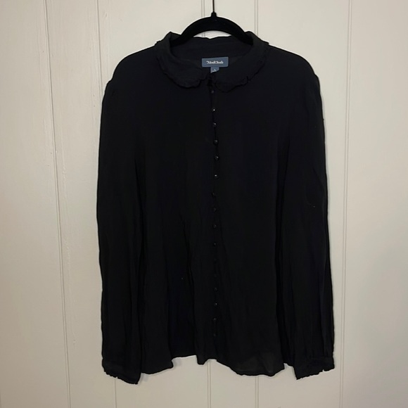 ModCloth Black Button Long Sleeve Blouse - Picture 1 of 6